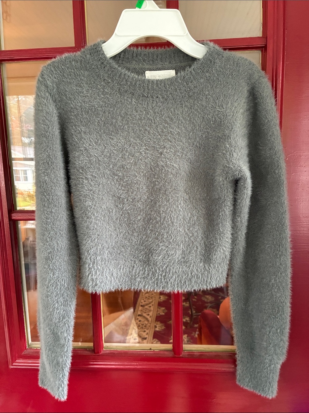 Urban Outfitters Heather Gray Fuzzy Crewneck Sweater